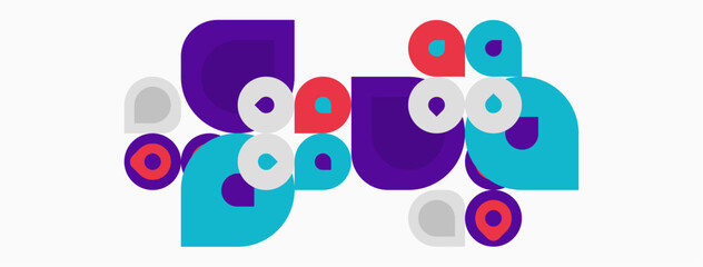 Fototapeta premium Abstract geometric shapes, circles, squares, vibrant colors. Modern design, playful composition, simple forms, clean aesthetic.