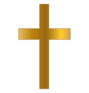 gold cross icon, isolated on a white background,