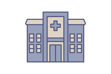 Hospital Flat Line Medical Building Hospital building bright icon for medical facility maps and institutional branding