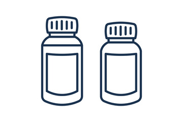 Bottles Line Pharmacy Storage Medicine bottles outline icon for pharmaceutical packaging and liquid drug storage