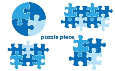 水色のパズルピース素材セット
