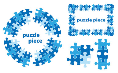 水色のパズルピースフレームセット