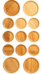 Collection of round, bamboo serving or cutting boards
