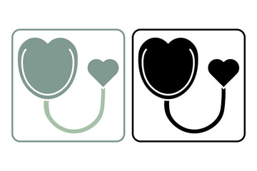 Heart Stethoscope Solid Cardiology Care Heart stethoscope bold icon for cardiology clinic signage and patient care apps