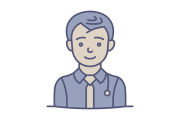 Male Doctor Flat Line Medical Healthcare Professional male physician color icon for friendly medical apps and patient interaction