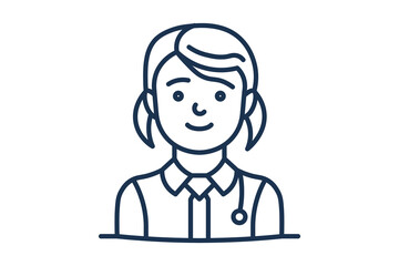 Female Doctor Line Medical Healthcare Professional female doctor outline icon for digital health services and doctor profiles