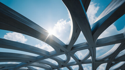 Obraz premium Modern architectural structure with sky