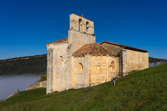 Romanesque church of San Pantaleon de Losa in the Merindades area of Burgos province. Castilla y Leon. Spain.