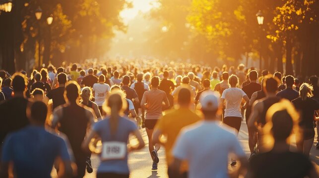 Participants of various backgrounds uniting for health awareness in a fun run.