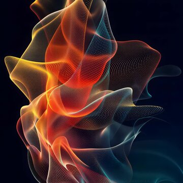Abstract Wavy Line Art Animation with Vibrant Colors on Dark Background