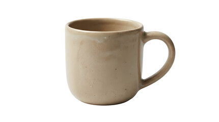 Single Beige Ceramic Coffee Mug isolated PNG with Transparent Background