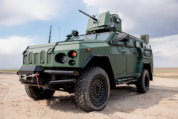 Military armored vehicle on the battlefield