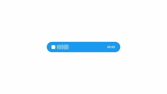 Audio voice note message animation with alpha channel, Audio voice message recording animation with transparent background