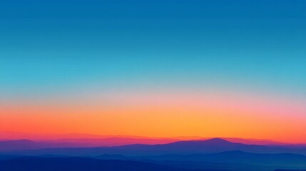 Obraz premium Abstract gradient sunrise sky with smooth blue and orange color transition, soft atmospheric light and natural morning horizon background for design, nature, wellness and creative projects