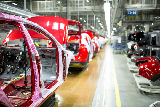 Modern automatized car production in a factory