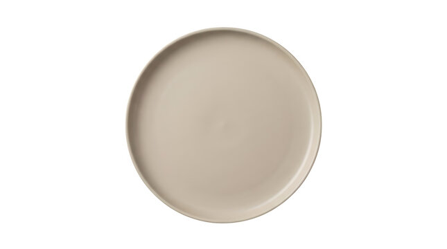Empty Round Beige Ceramic Dinner Plate isolated PNG with Transparent Background