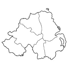 Obraz premium Northern Ireland map illustration hand drawn outline vector