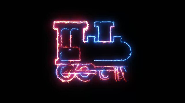 Neon light train motion graphics footage transportation electric glow effect