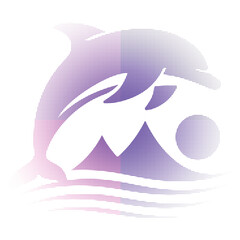 Obraz premium Purple Halftone Dolphin Logo Vector with Wave Gradient Abstract Design.