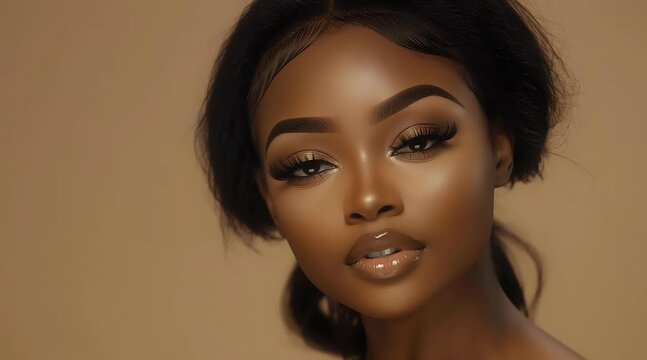 Beauty Portrait: Close-Up of an Attractive Woman with Flawless Makeup