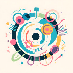 Obraz premium Abstract geometric shapes in colorful modern design 