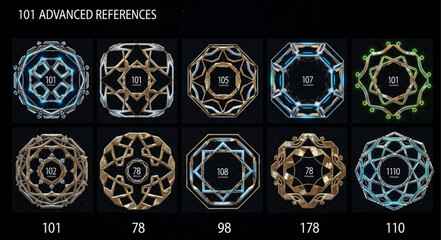 Collection of Ten Intricate Geometric Sacred Geometry Patterns.