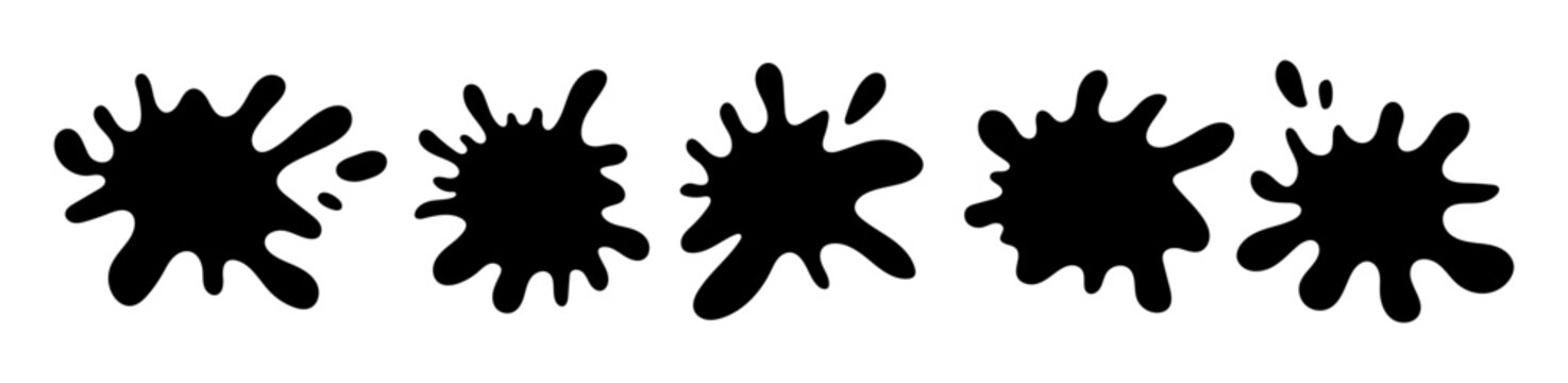 Water or milk puddle splash frame with organic blob shapes and fluid edge vector illustration set. Ideal for milk or paint spill designs with abstract wavy borders and stains.