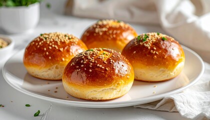 Delicious freshly baked bread sprinkled with sesame seeds and poppy seeds