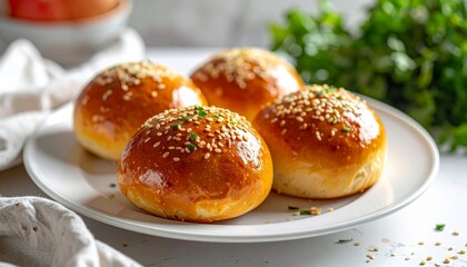 Delicious freshly baked bread sprinkled with sesame seeds and poppy seeds