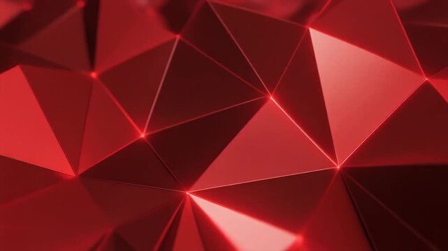 Futuristic looped red polygonal shapes rotating parallax motion ambient lighting seamless surreal ambience cascading softly abstract unique style ultra realistic cinematic loop
