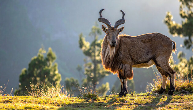 "Nilgiri Tahr Endangered Wild Goat in Habitat"
