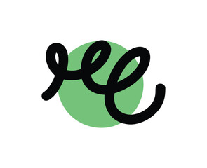 Obraz premium Abstract Hand Drawn Scribble Icon – Minimal Black Loop Line on Green Circle
