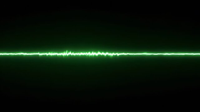 Different sound wave patterns are shown with digital effects in a dark setting. Each frame reveals a unique wave structure and movement