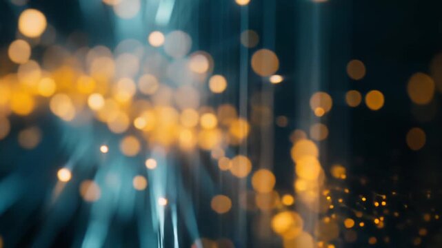 Optical fibers transmit data across a global digital network, glowing with light particles and streaks that convey high speed communication, bandwidth and futuristic connectivity