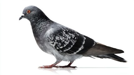 The Pigeon Standing on White Background with Detail and Texture
