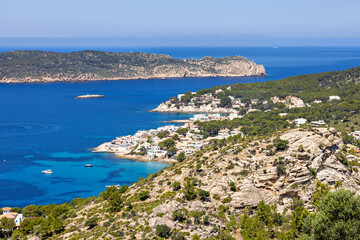 View at Sant elm a coast village on the rocky coast on Mallorca by the mediterranean sea