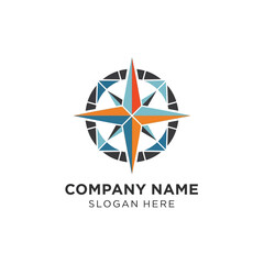 Multicolored Compass Rose Logo Design Element.