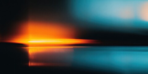 Abstract futuristic motion blur background with glowing neon gradient light streaks in vibrant colors of orange blue purple and red creating modern digital tech atmosphere with artistic reflections