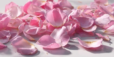Obraz premium Elegant Pink Rose Petals Cascading on White Background