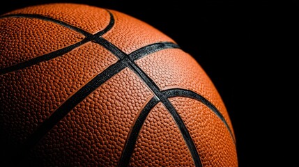 The Basketball Close Up Showing Pebbled Leather Texture And Dramatic Studio Lighting