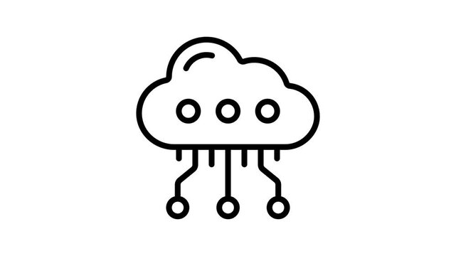 Visually appealing linear animated icon of digital cloud storage