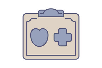 Medical Clipboard Flat Line Health Record Medical clipboard color icon for doctor's checkup forms and medical check-ins