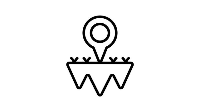 Modern linear animated icon of land location pin, easy to edit
