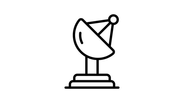 Get this outline animated icon of parabolic dish antenna
