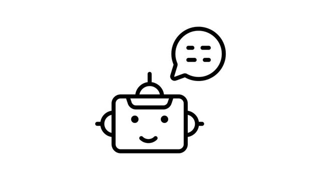A captivating linear animated icon of robot chat bubble