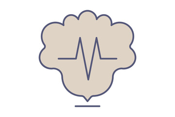 Brain Health Flat Line Neurology Mental Brain pulse color icon for neurotherapy sites and mental health blogs