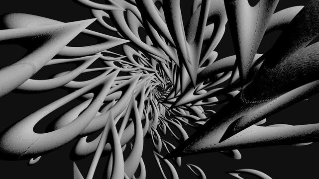 abstract fractal background. skull and crossbones metal chrome tunnel. moving rotating golden silver metal gears. liquid pattern.	motion video
