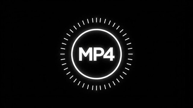 Animated mp 4 file format icon on black background for digital media