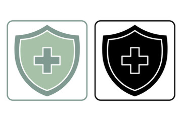 Protection Shield Solid Medical Security Protection shield bold cross icon for vaccine immunity and health safety