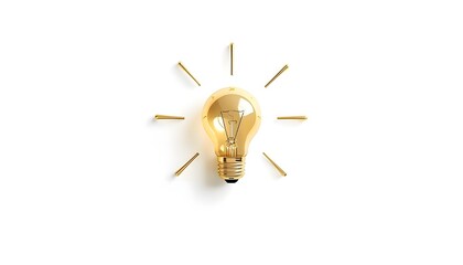 Fototapeta premium A bright lightbulb shines with radiant beams on a clean white background